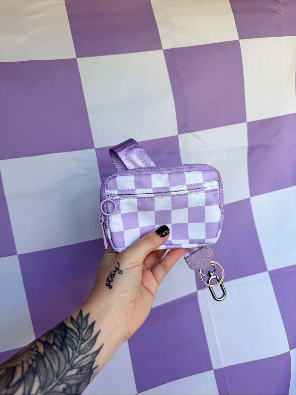 Lavender Check Wallet - Women Bags